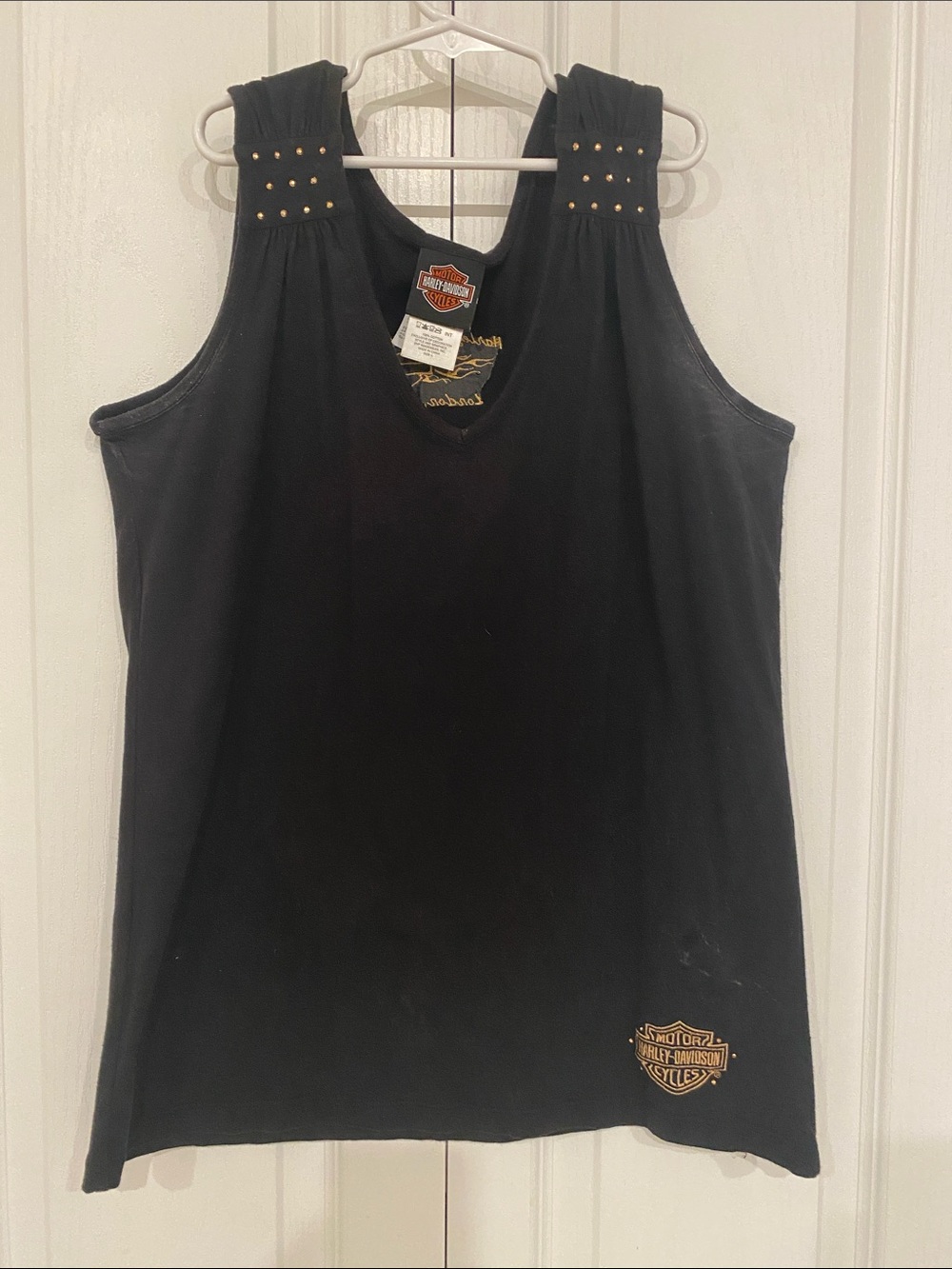 LONDON , Ky Harley-Davidson Black Tank with Gold Stud Shoulder Accents